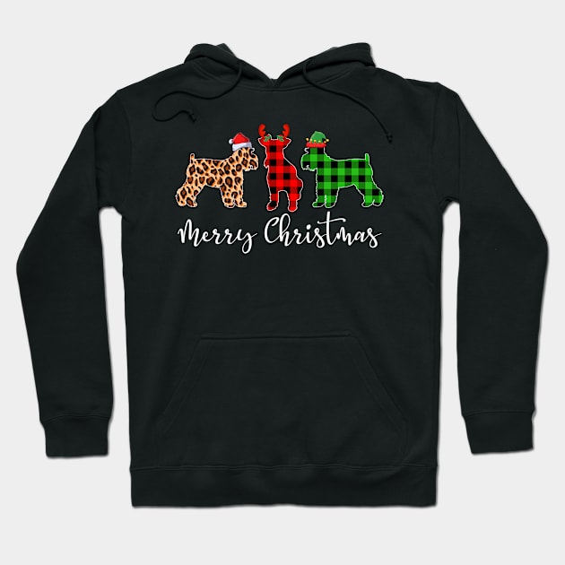 Merry Christmas Leopard Red Green Plaid Miniature Schnauzer Hoodie by Dunnhlpp